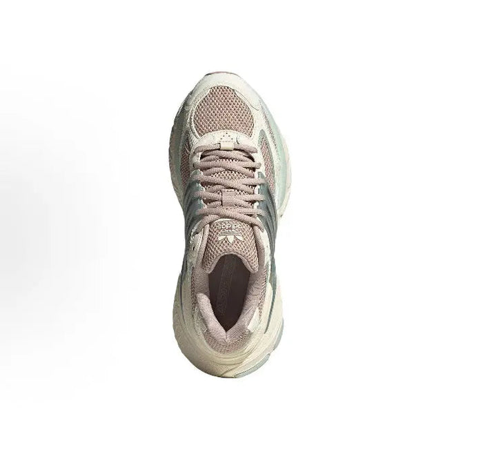Adidas Adistar XLG lace-up running shoes, front profile with mauve interior lining