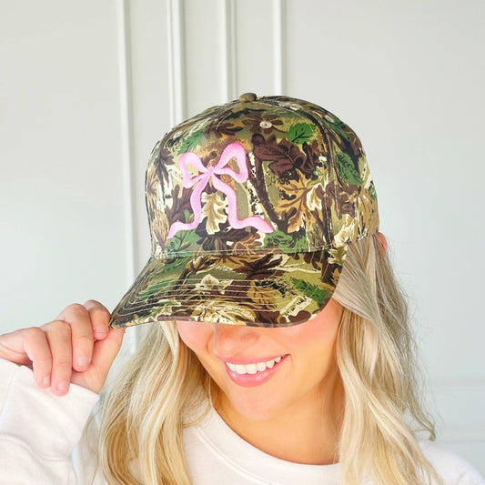 Bow Camo Trucker Hat: Pink
