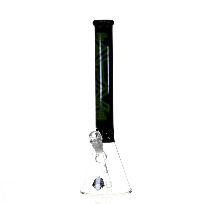 AFM 18" BEAKER BLACK/GREEN COLOR ACCENT - Smoke Spot Smoke Shop