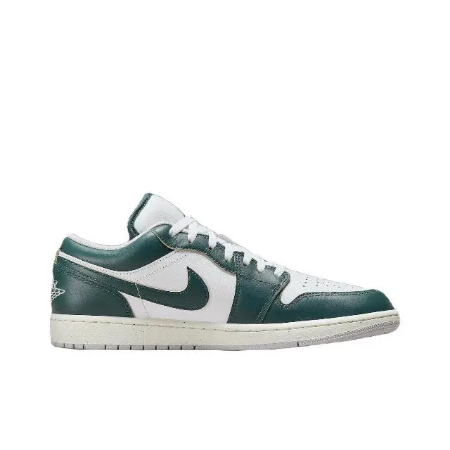 Low-top sneaker with white and dark green panels, Swoosh logo