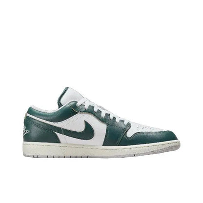 Low-top sneaker with white and dark green panels, Swoosh logo