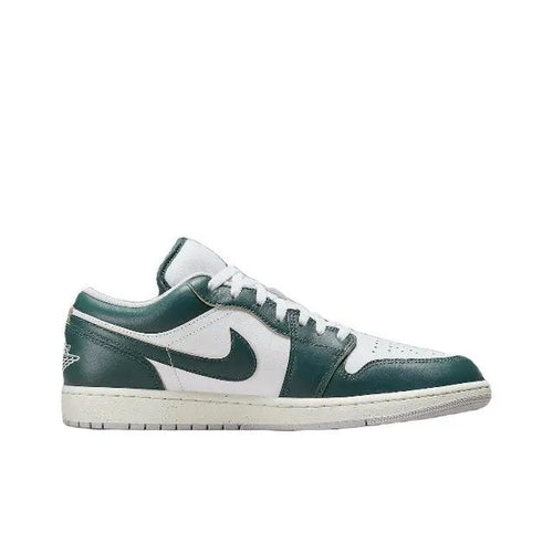 Low-top sneaker with white and dark green panels, Swoosh logo
