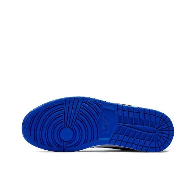 Air Jordan 1 outsole, blue rubber tread with circular and grid herringbone pattern