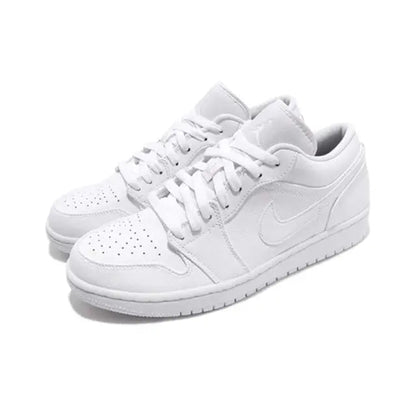 White Air Jordan 1 sneakers with lace-up closure and perforated toe