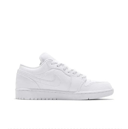 White Air Jordan 1 side profile with swoosh and low rubber sole