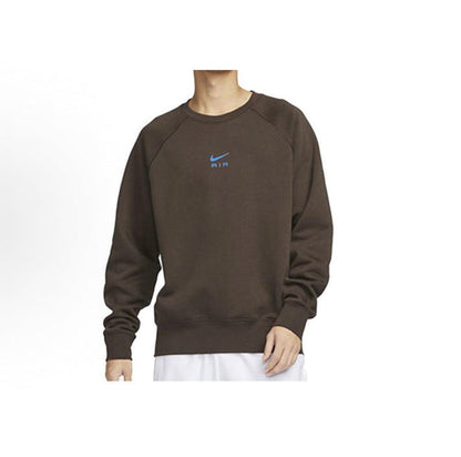Fleece crewneck sweatshirt in dark brown with small Nike Air logo