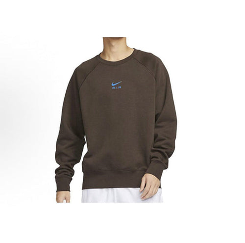 Fleece crewneck sweatshirt in dark brown with small Nike Air logo