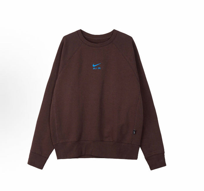 Fleece crewneck sweatshirt in brown with small Air logo on chest
