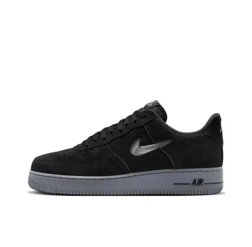 Nike Air Force 1 '07 Low low-top sneakers, black with grey Swoosh and Air sole