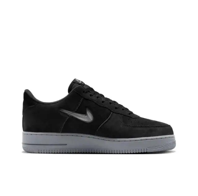 Nike Air Force 1 '07 Low sneakers, black with grey Swoosh and lace-up front
