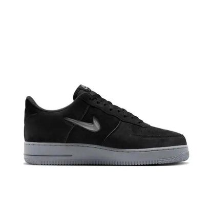 Nike Air Force 1 '07 Low sneakers, black with grey Swoosh and lace-up front