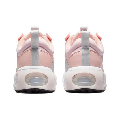 Nike Air Max 2021 heel view with pink upper, white midsole, and clear Air unit
