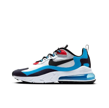 Nike Air Max 270 React sneakers, white/blue with black accents