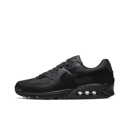 Nike Air Max 90 shoes, dark black, with side logo and air unit