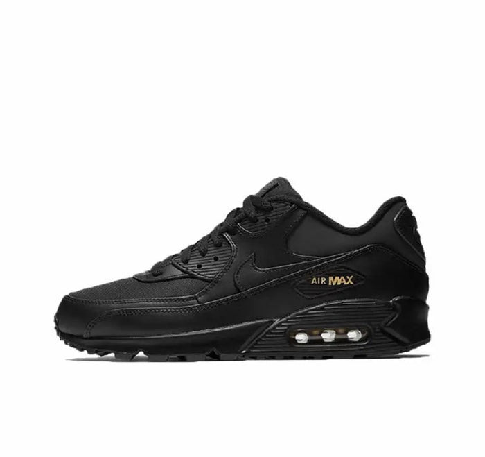 Nike Air Max 90 sneakers in black with Air Max logo and visible cushioned sole