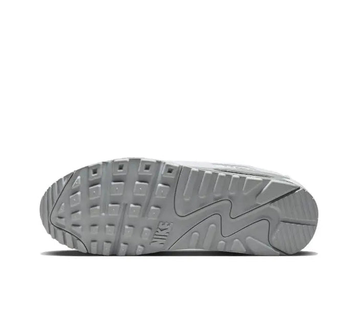 Nike Air Max 90 sneaker outsole in grey with traction tread and Nike logo