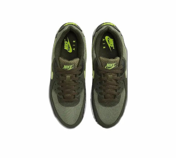 Nike Air Max 90 shoe uppers, olive mesh with neon green inner branding