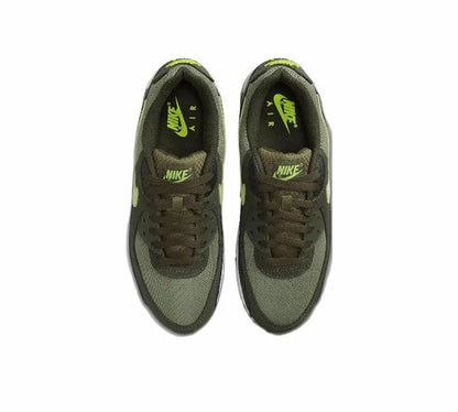 Nike Air Max 90 shoe uppers, olive mesh with neon green inner branding