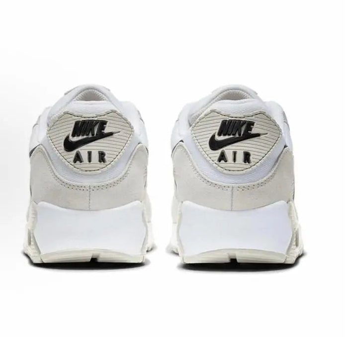 Nike Air Max 90 sneakers, back view with Air badge and black swoosh on heel