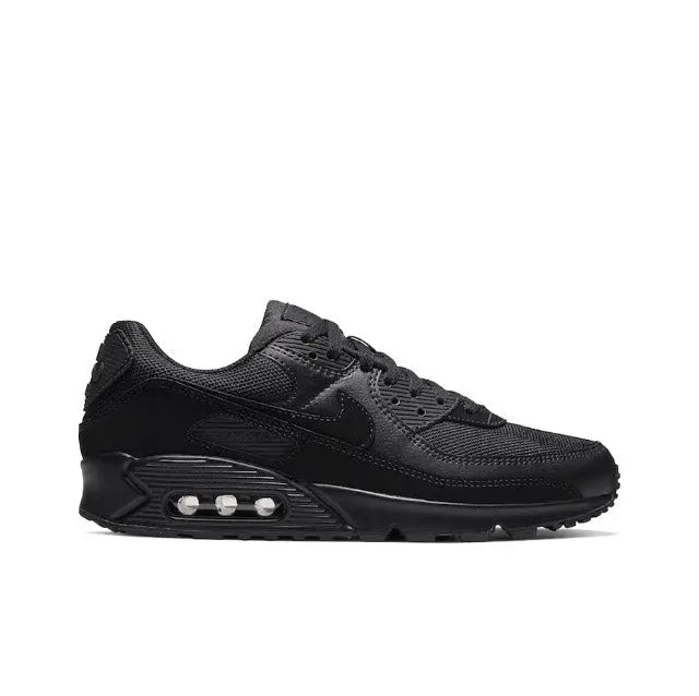 Air Max 90 shoes, dark black, with lace-up front and visible air pod