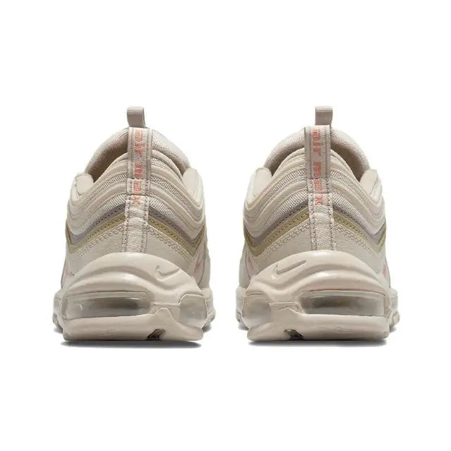 Nike Air Max 97 heel pair in cream, lace closure and visible Air cushioning