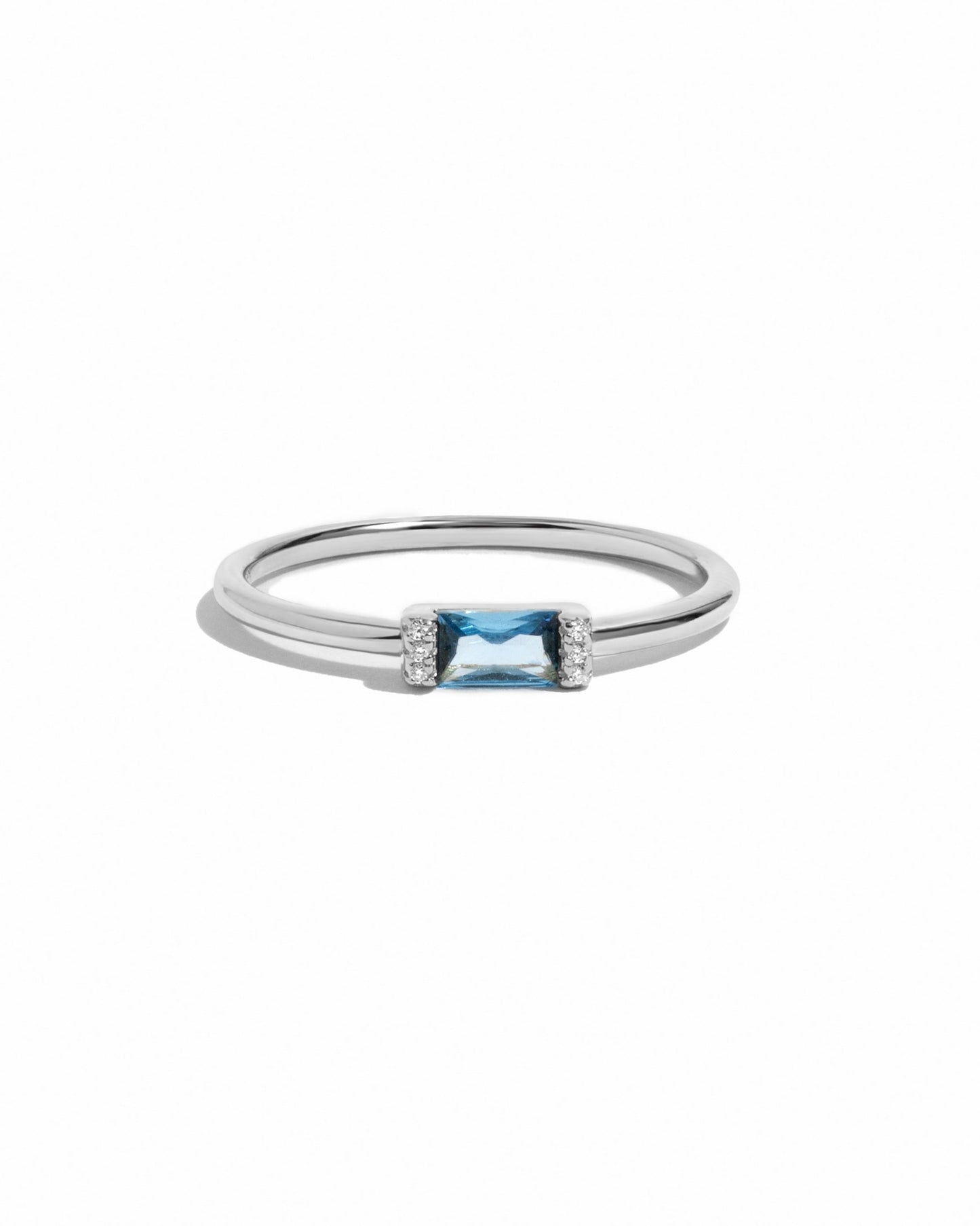 Aquamarine Simple Baguette Ring