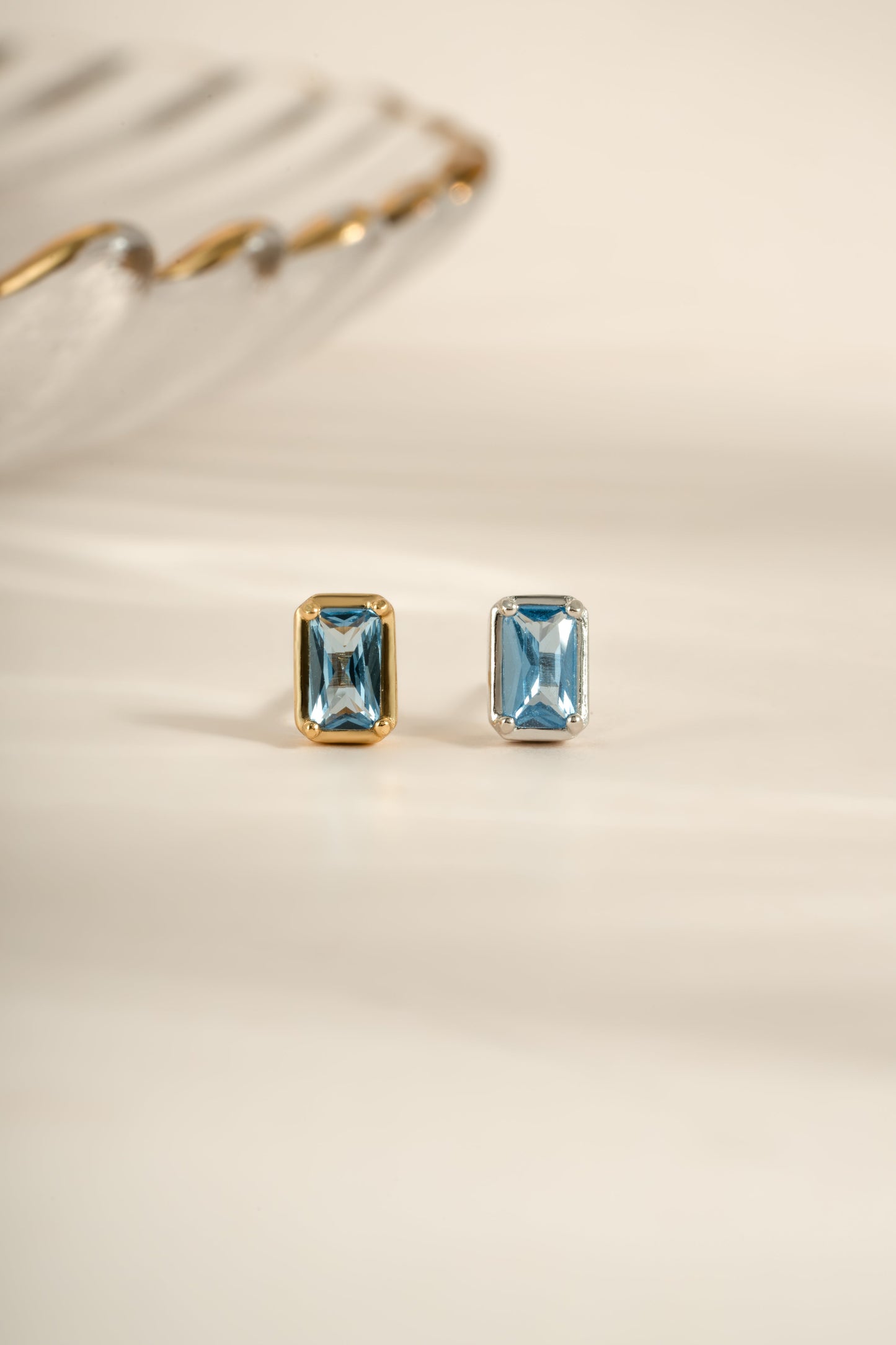 Aquamarine Baguette Studs