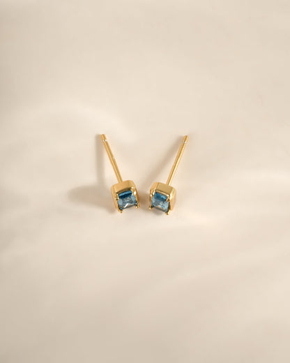 Aquamarine Baguette Studs
