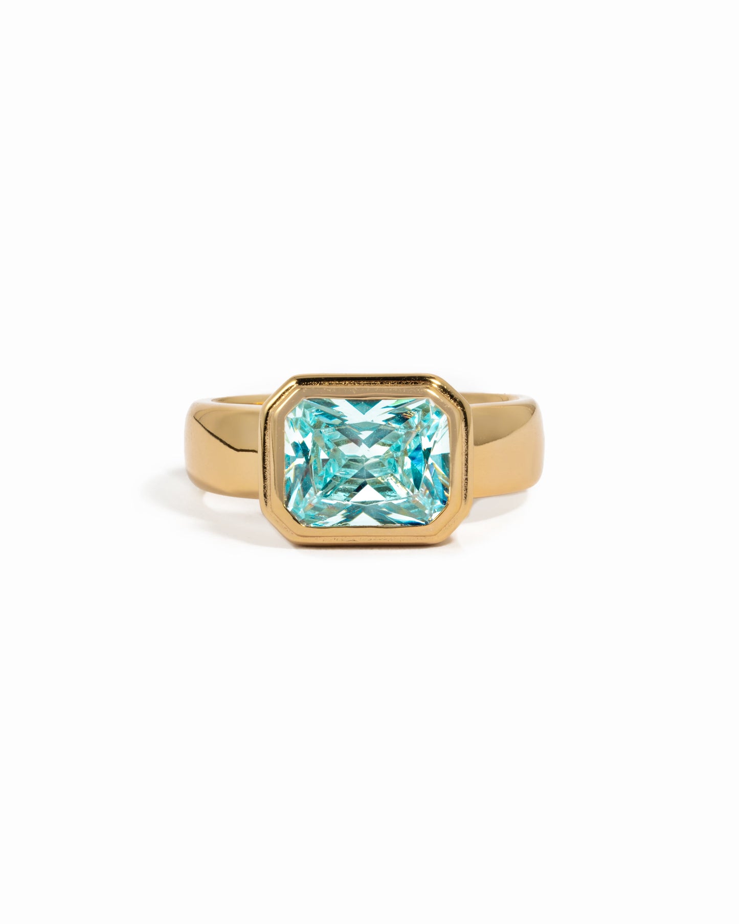 Rectangular Aquamarine Ring
