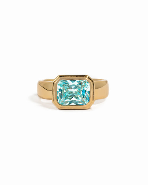 Rectangular Aquamarine Ring