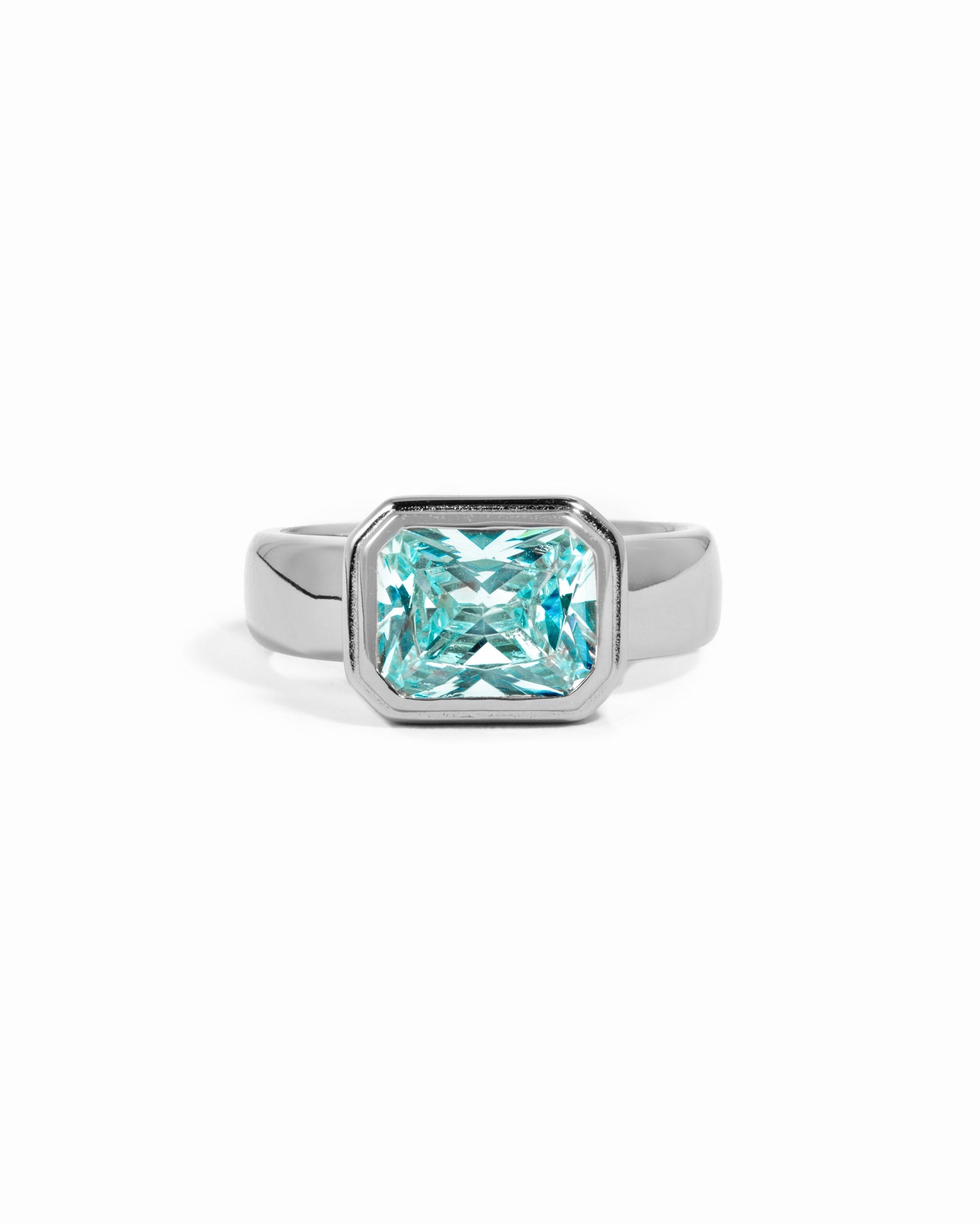 Rectangular Aquamarine Ring