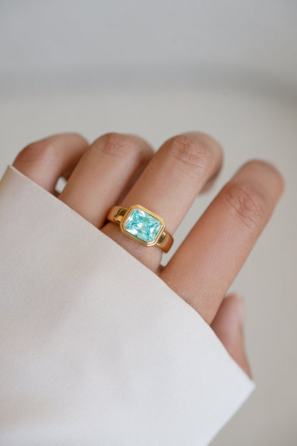 Rectangular Aquamarine Ring