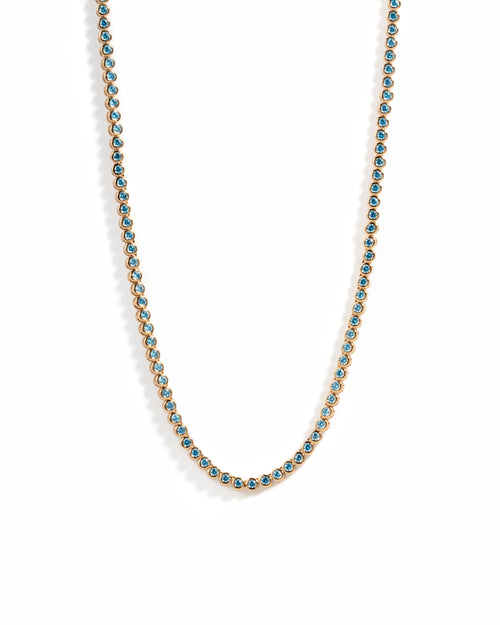 Aquamarine Bezel Tennis Necklace