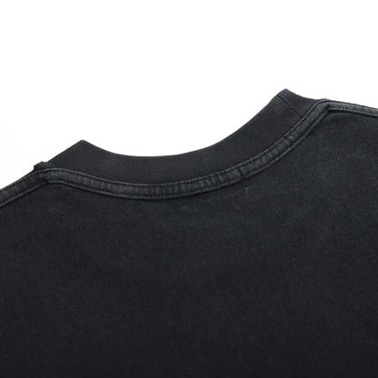 Black T-shirt back neckline with ribbed crew collar