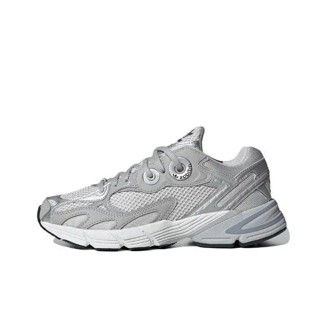 Adidas Astir silver/grey mesh sneaker with lace-up front and padded collar