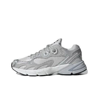 Adidas Astir silver/grey mesh sneaker with lace-up front and padded collar