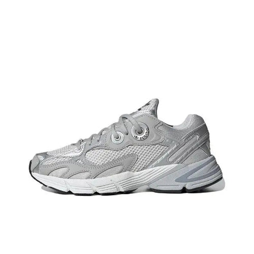 Adidas Astir silver/grey mesh sneaker with lace-up front and padded collar