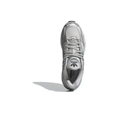Adidas Astir silver/grey top view sneaker with lace-up and tongue label