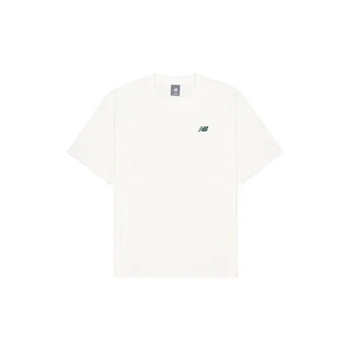 White crewneck T-shirt with small New Balance logo at chest