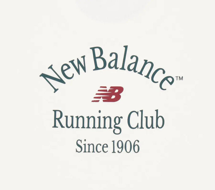 White T-shirt front graphic: New Balance Running Club logo and text