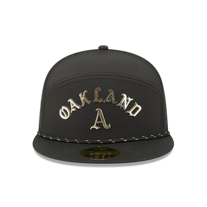 Pictured is this MLB 59FIFTY Day Athletics Split Panel 59FIFTY Fitted cap in black. 3