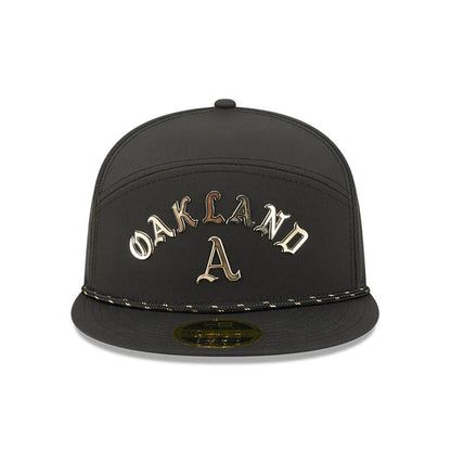 Pictured is this MLB 59FIFTY Day Athletics Split Panel 59FIFTY Fitted cap in black. 3