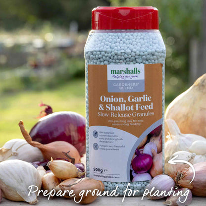 Marshalls Garden branded Onion, Garlic & Shallot Feed for pre-planting preparation.