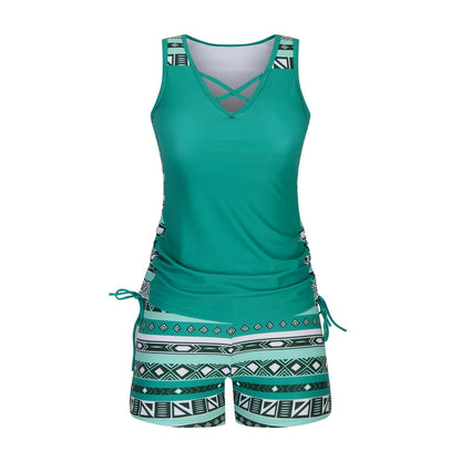 Women's Tummy Control Tankini Set with Built-In Bra ‚Äì Flattering Boho Swimwear with Shortsüíù