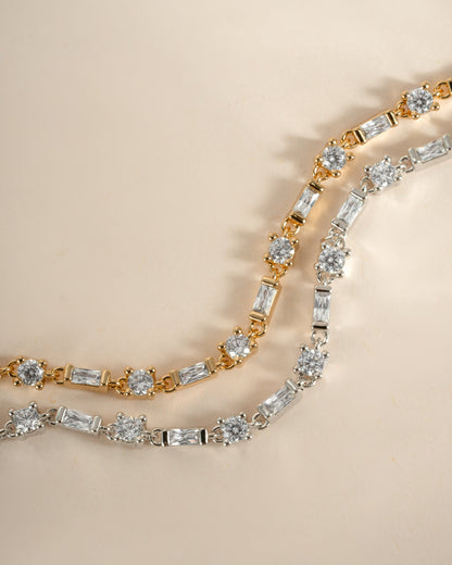 Baguette & Solitaire Diamond Bracelet