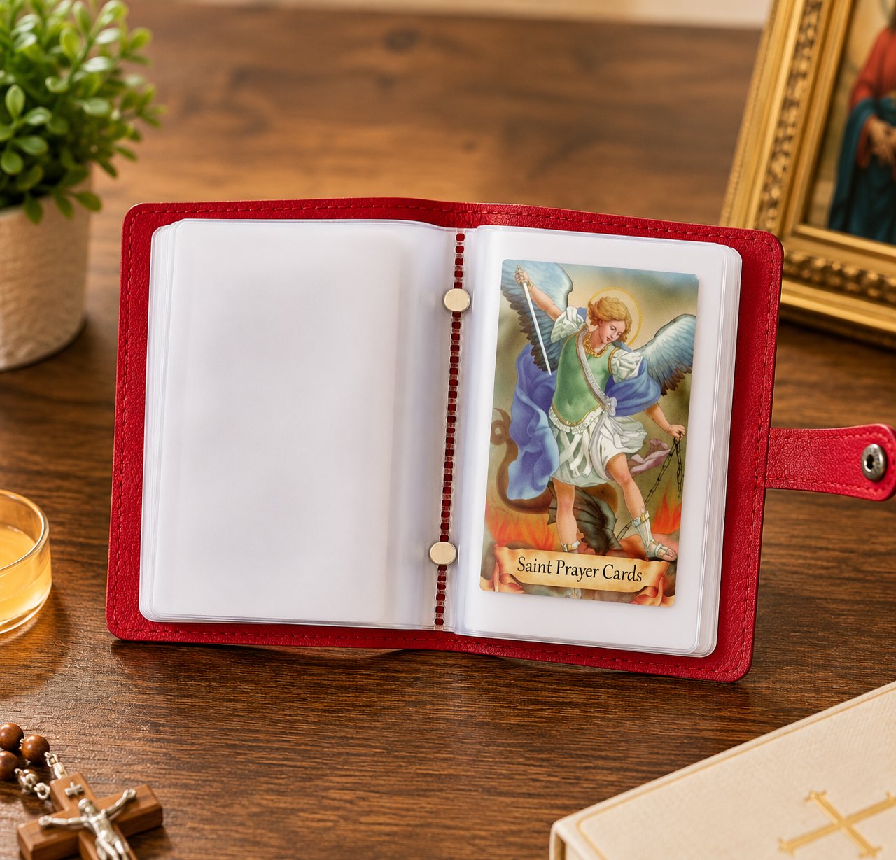 ‚úùÔ∏è Catholic Genuine Leather Holy Card Holder ‚Äì Pocket Prayer Card Organizer with Snap Closure