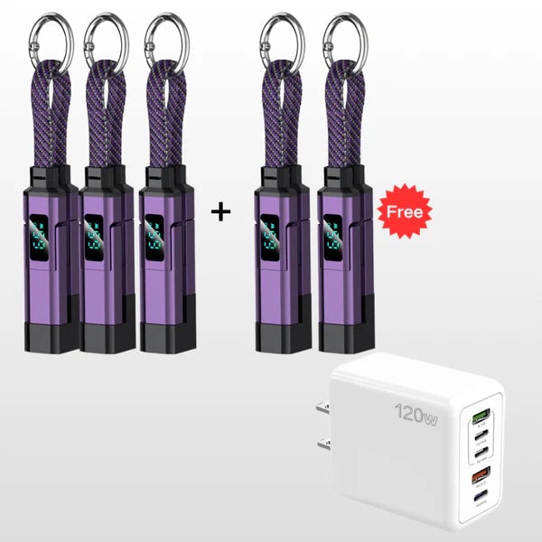 üî•Limited Time SALE 40% OFFüî•4-in-1 Digital Display Keychain Charging Cable