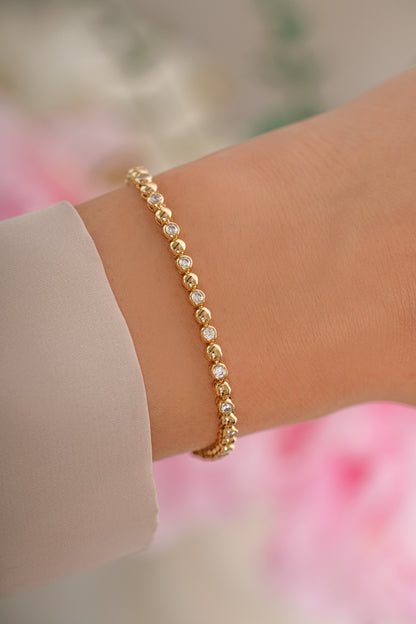 Bead & Bezel Tennis Bracelet