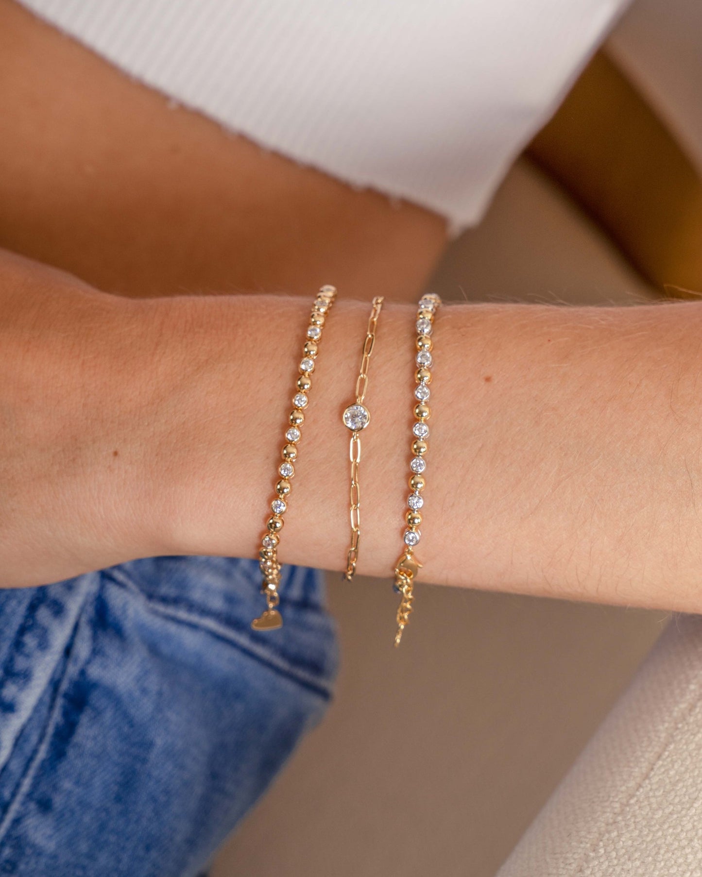 Bead & Bezel Tennis Bracelet