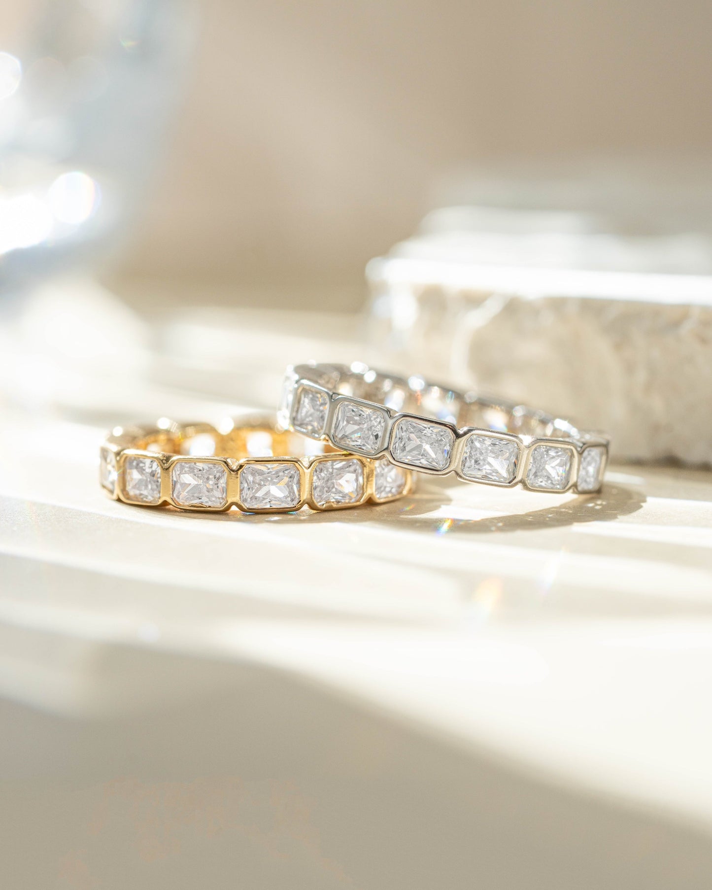 Bezel Emerald Cut Eternity Band